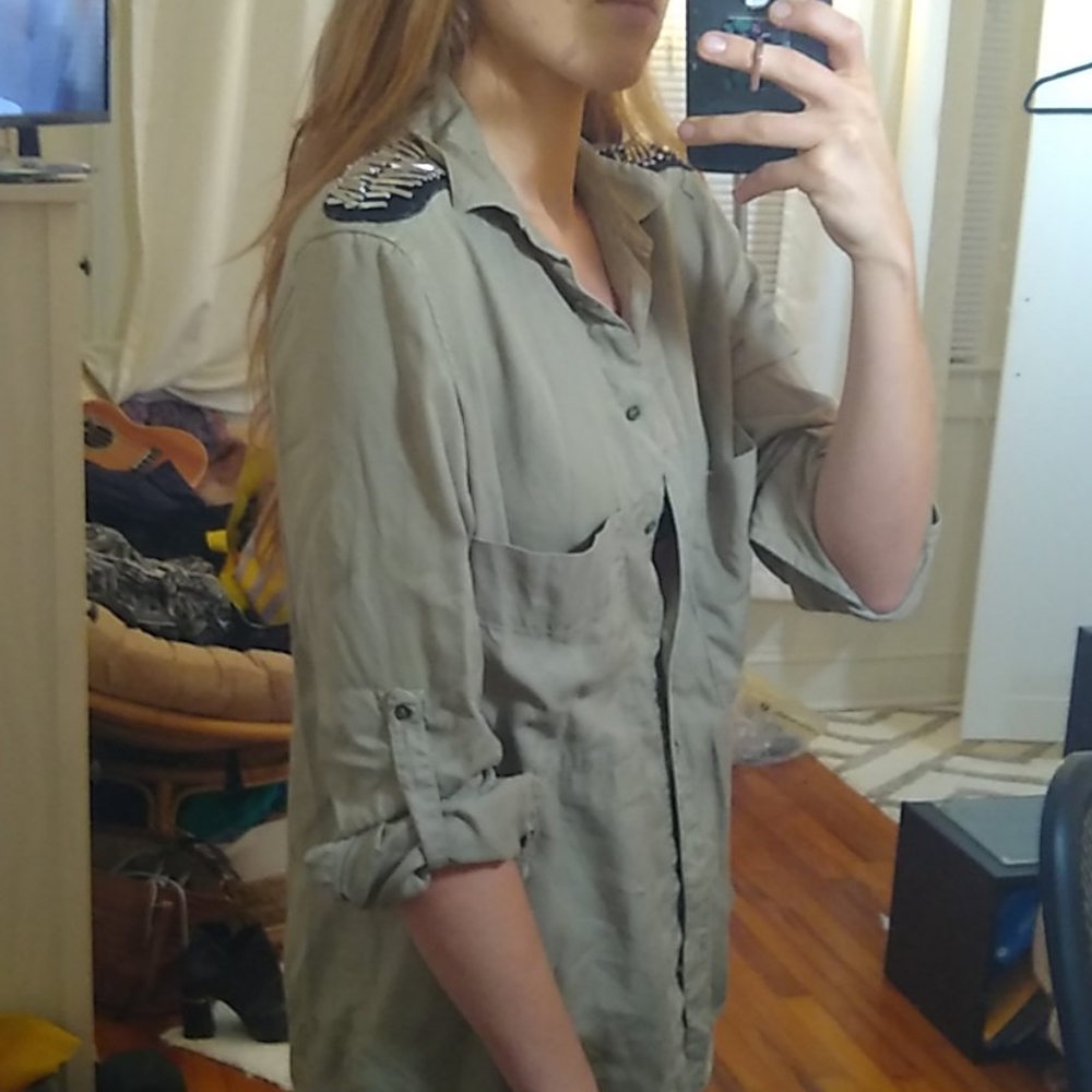 Zara olive military blouse